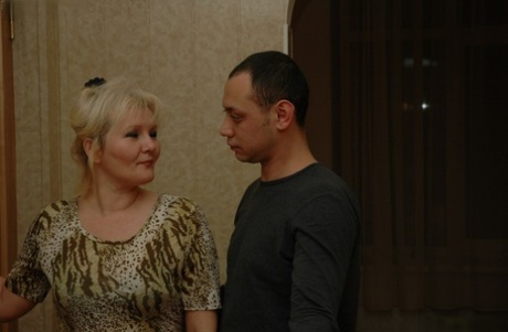 Mature blonde BBW loses her virginity to a couple of guys at the same time