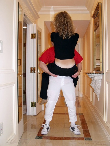 Mature lady Ginger Klixen reveals her tan lined body during bareback sex