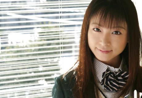 Cute asian schoolgirl Emiru Momose revealing her tiny tits and shaggy cooter