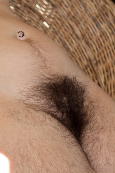 Amateur slut Harley shows off her freakishly hairy armpits & pussy on a chair
