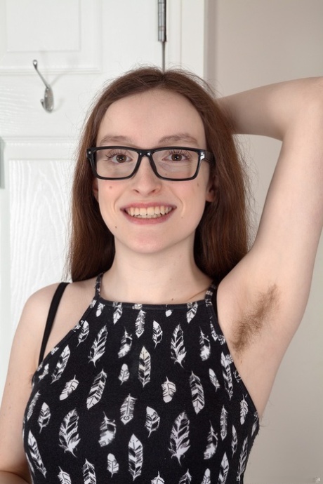 Geeky brunette Billie Rae flaunts her super hairy twat in various positions