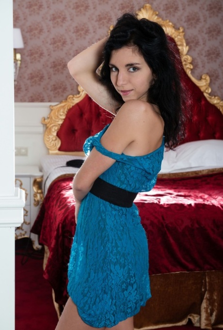 Teen with black hair Niketta flaunts her hairy pussy while it drips with cum