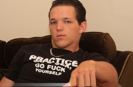 Hot gay Lee Stephens pulls out his his dick and strokes it in solo action