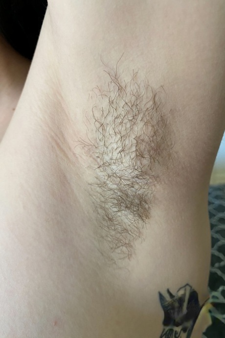 Playful girlfriend Rosalyn Sphinx exposing her super hairy body