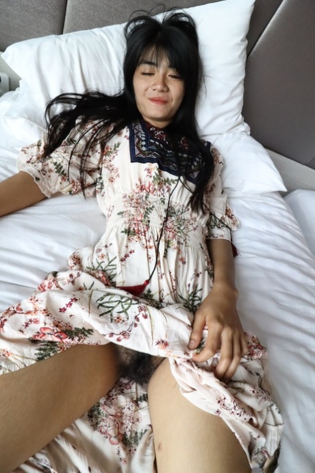 Raven-haired teen Wanda welcomes a throbbing dick into her hairy pussy